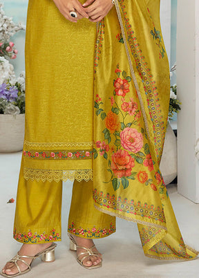 3 Pc Yellow Silk Suit Set
