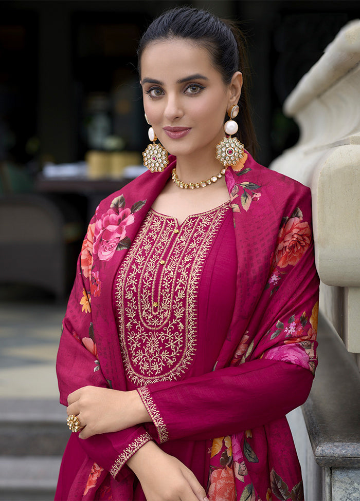 3 Pc Pink Silk Suit Set