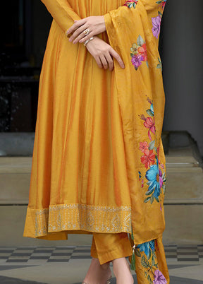 3 Pc Yellow Silk Suit Set