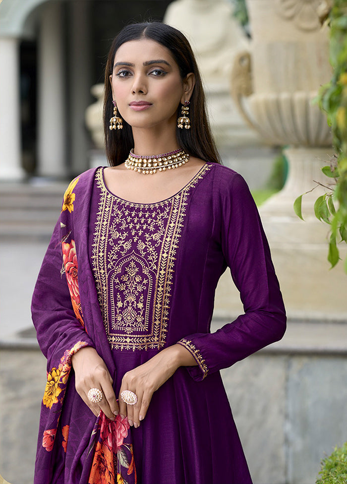 3 Pc Purple Silk Suit Set