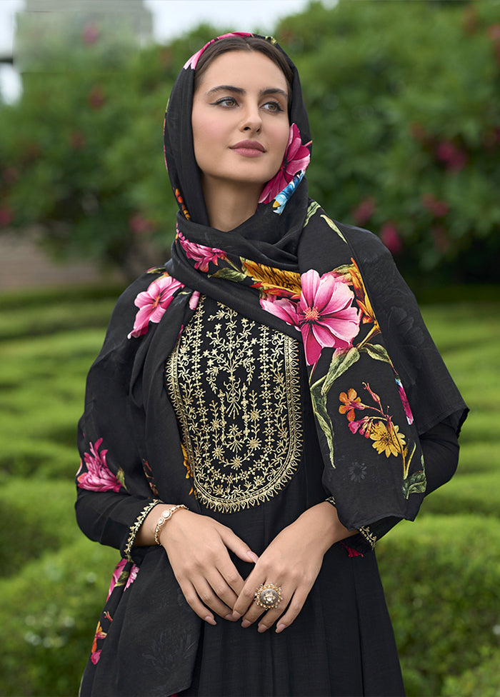 3 Pc Black Silk Suit Set