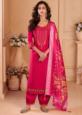 3 Pc Pink Silk Suit Set
