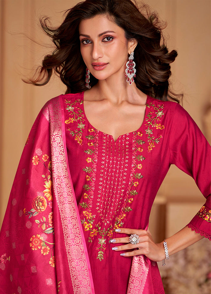 3 Pc Pink Silk Suit Set