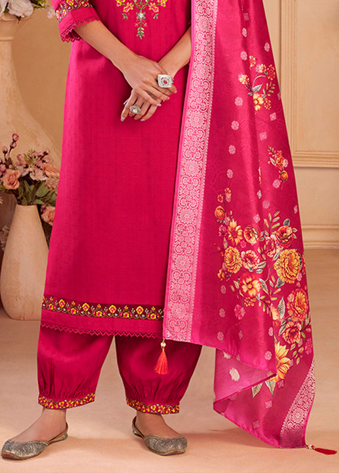 3 Pc Pink Silk Suit Set