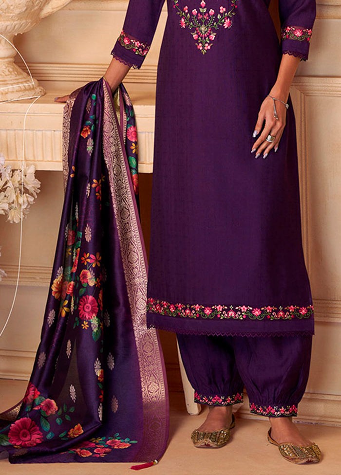 3 Pc Lavender Silk Suit Set
