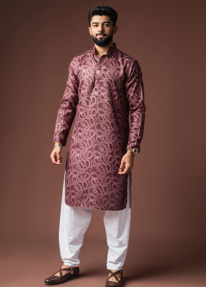 Wine Silk Kurta & Pajama Set