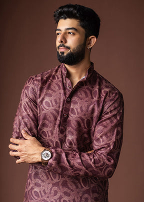 Wine Silk Kurta & Pajama Set