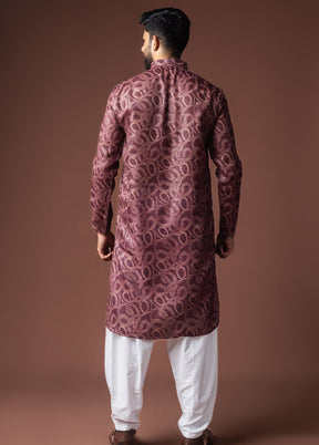 Wine Silk Kurta & Pajama Set