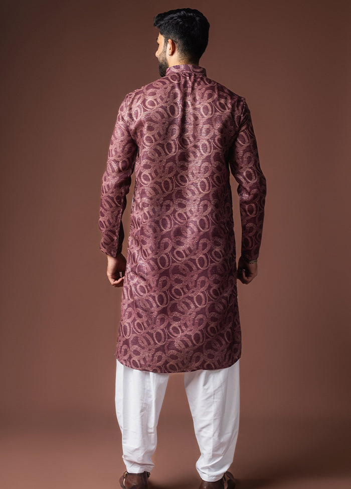 Wine Silk Kurta & Pajama Set