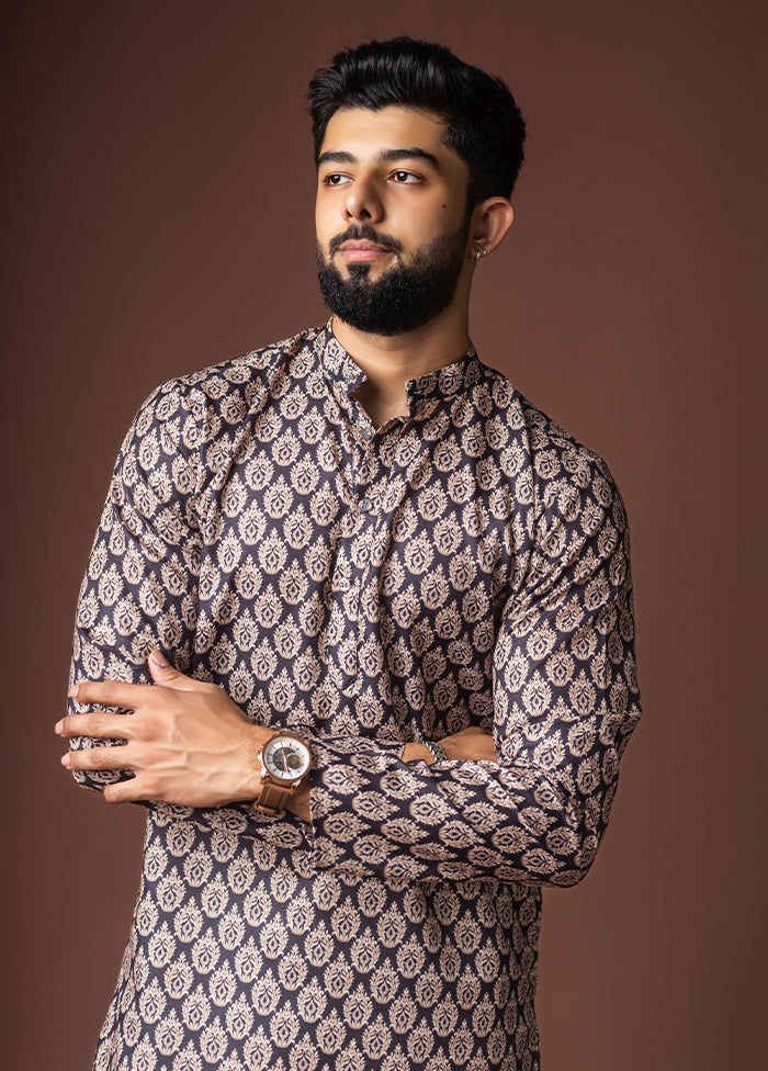 Black Silk Kurta & Pajama Set