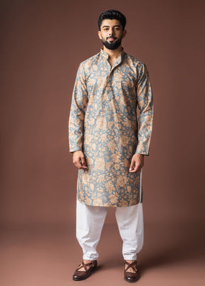 Grey Silk Kurta & Pajama Set