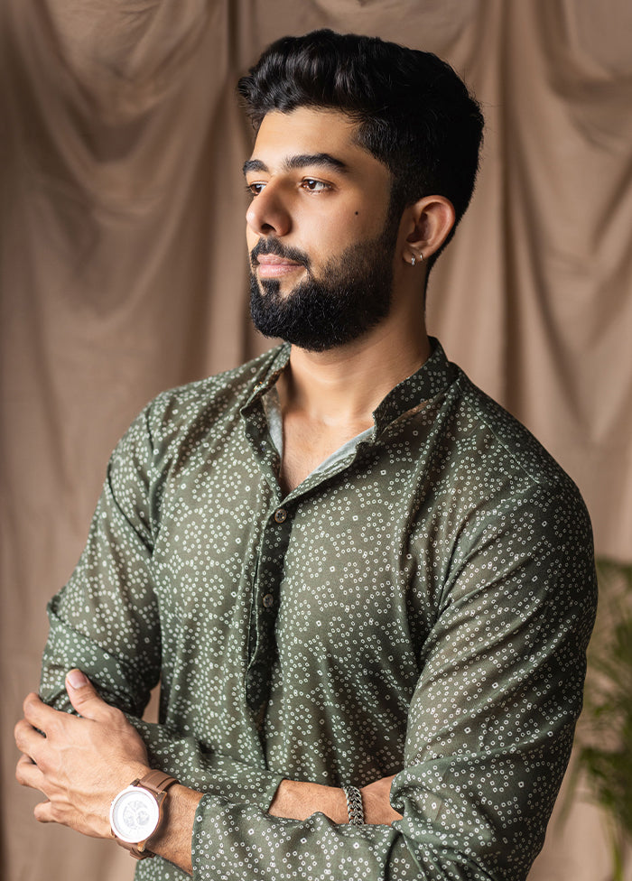 Green Silk Kurta & Pajama Set
