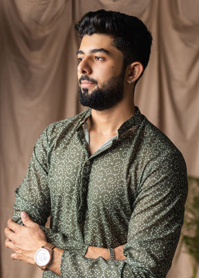 Green Silk Kurta & Pajama Set