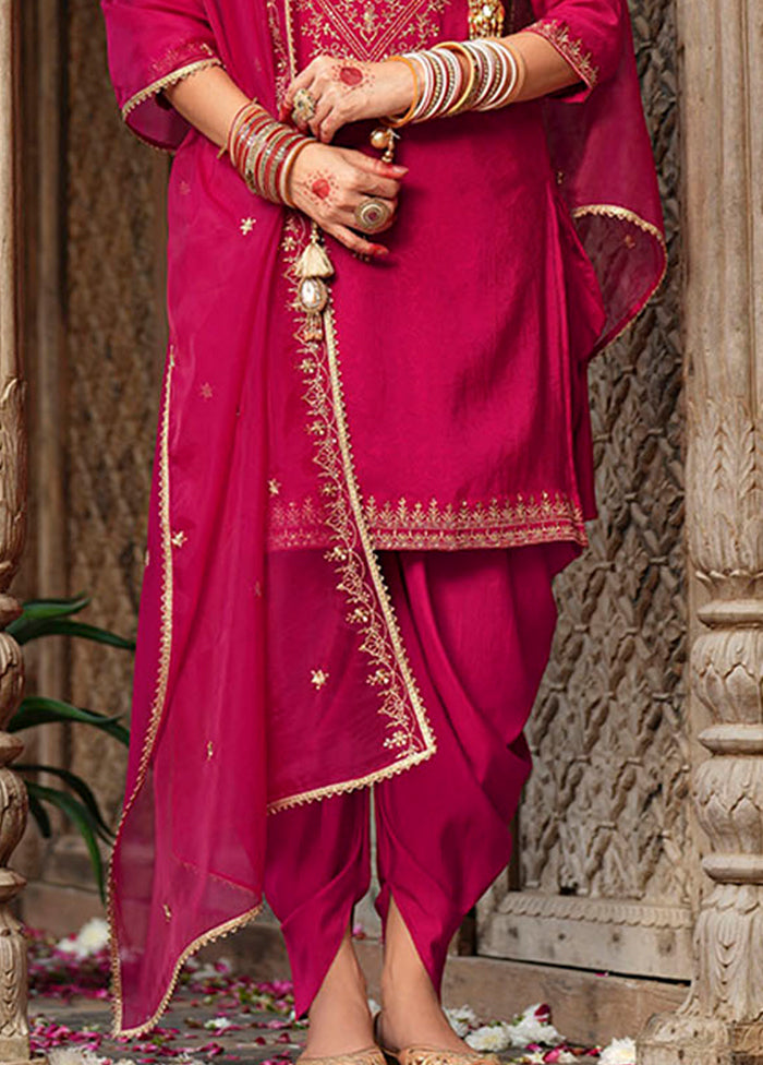 3 Pc Pink Silk Suit Set
