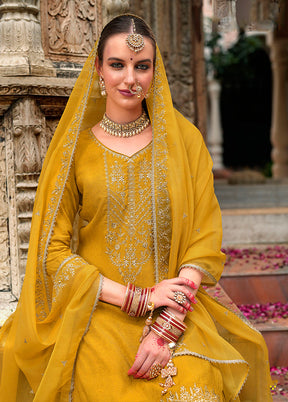 3 Pc Yellow Silk Suit Set