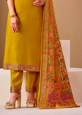 3 Pc Yellow Silk Suit Set
