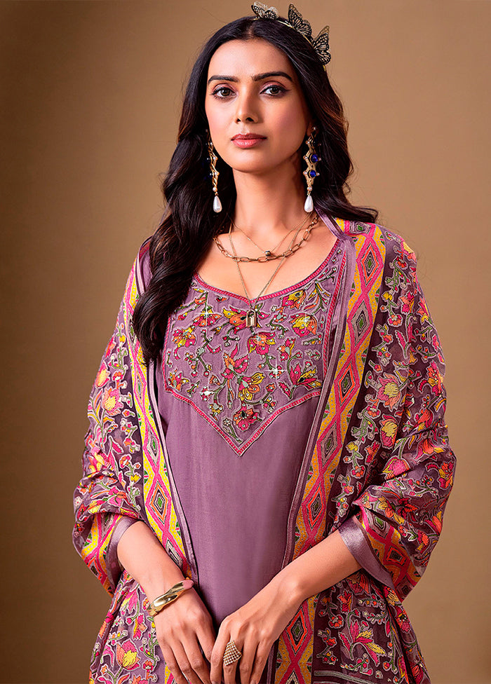 3 Pc Lavender Silk Suit Set