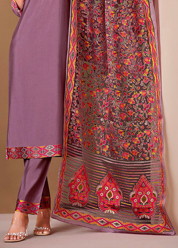3 Pc Lavender Silk Suit Set