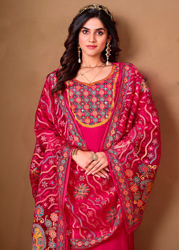 3 Pc Pink Silk Suit Set