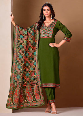 3 Pc Brown Silk Suit Set