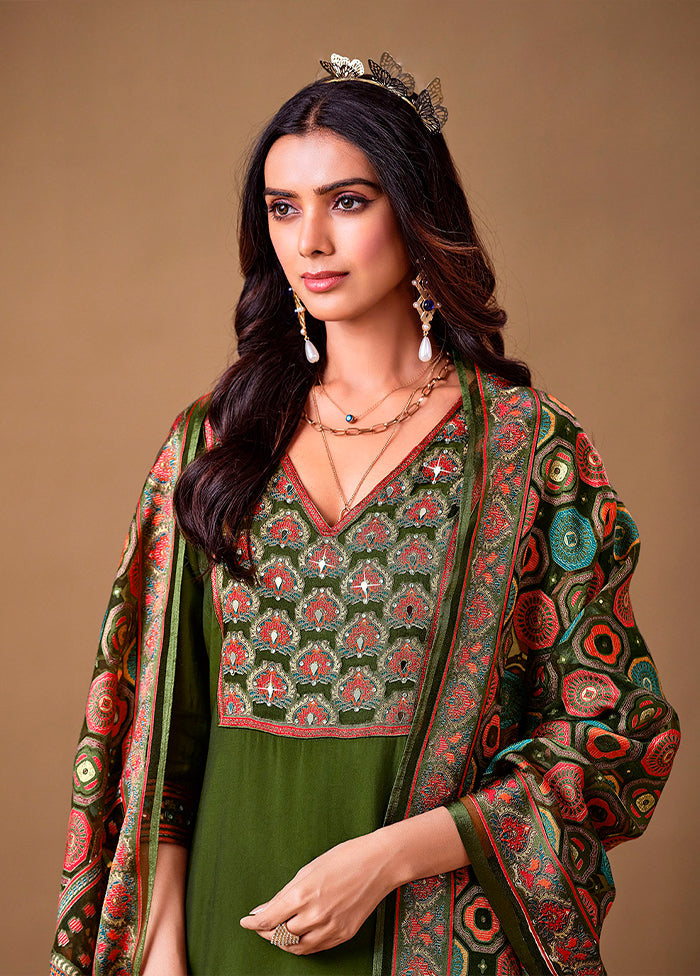 3 Pc Brown Silk Suit Set