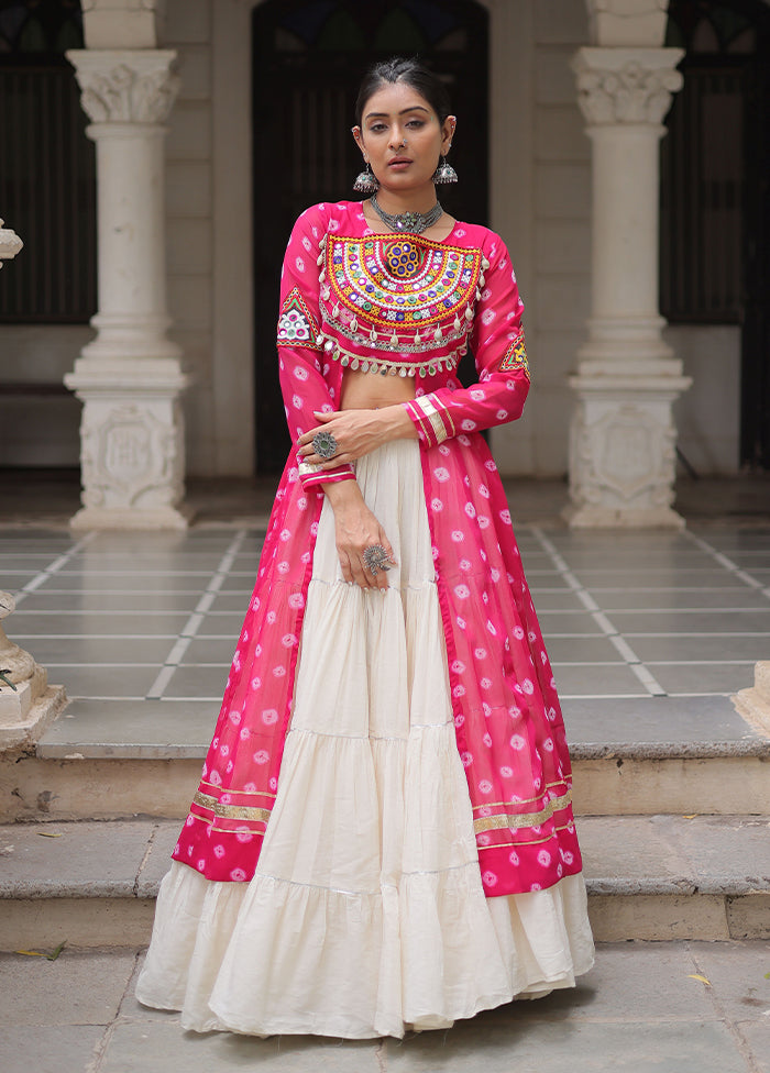 Cream Cotton Lehenga Set