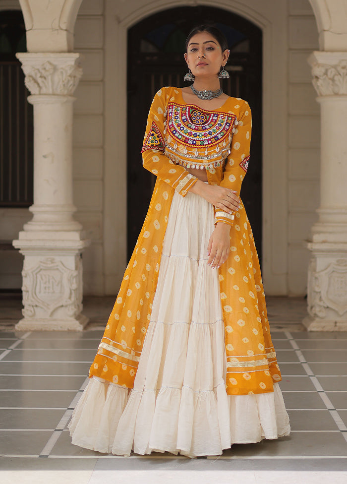 Cream Cotton Lehenga Set