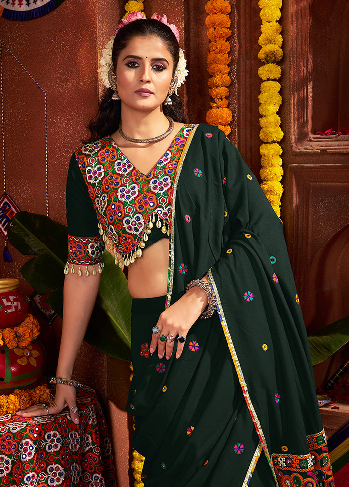 Green Cotton Dupatta Lehenga Set