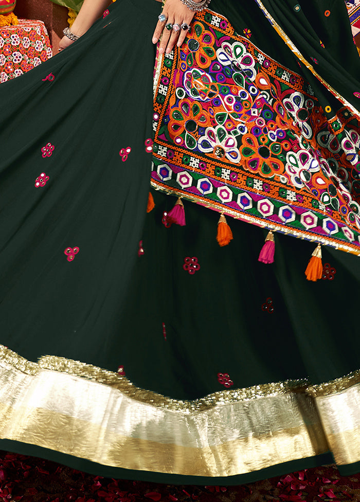 Green Cotton Dupatta Lehenga Set