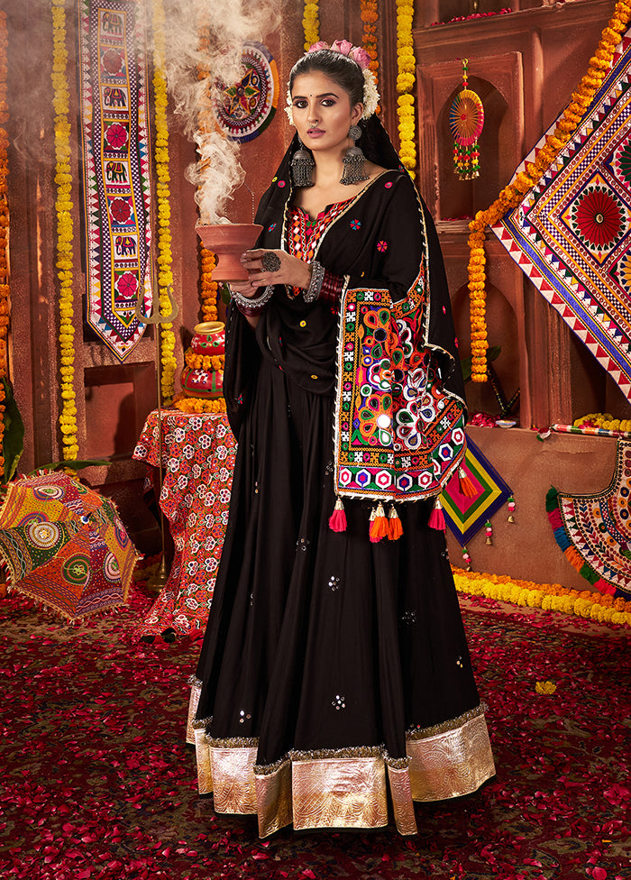 Black Cotton Dupatta Lehenga Set