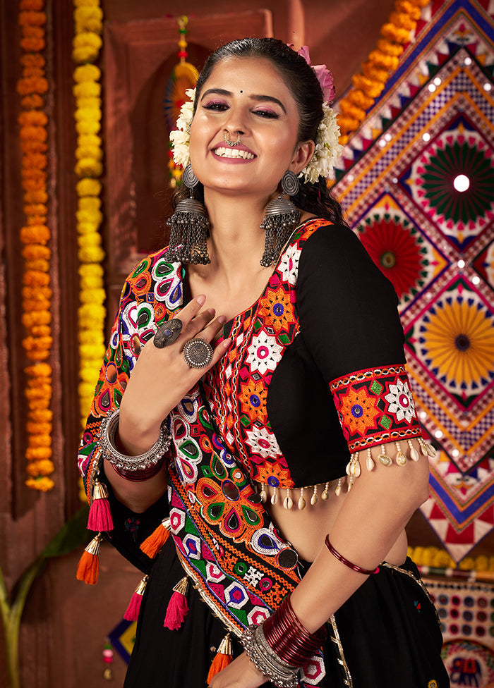 Black Cotton Dupatta Lehenga Set