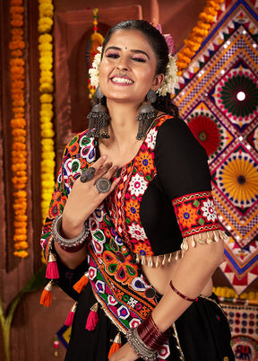 Black Cotton Dupatta Lehenga Set