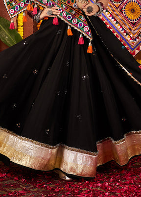 Black Cotton Dupatta Lehenga Set