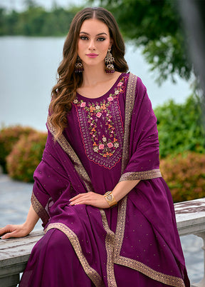 3 Pc Purple Silk Suit Set