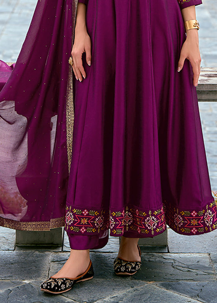 3 Pc Purple Silk Suit Set