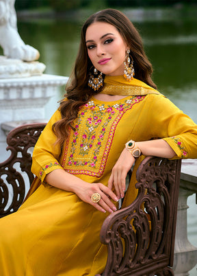 3 Pc Yellow Silk Suit Set