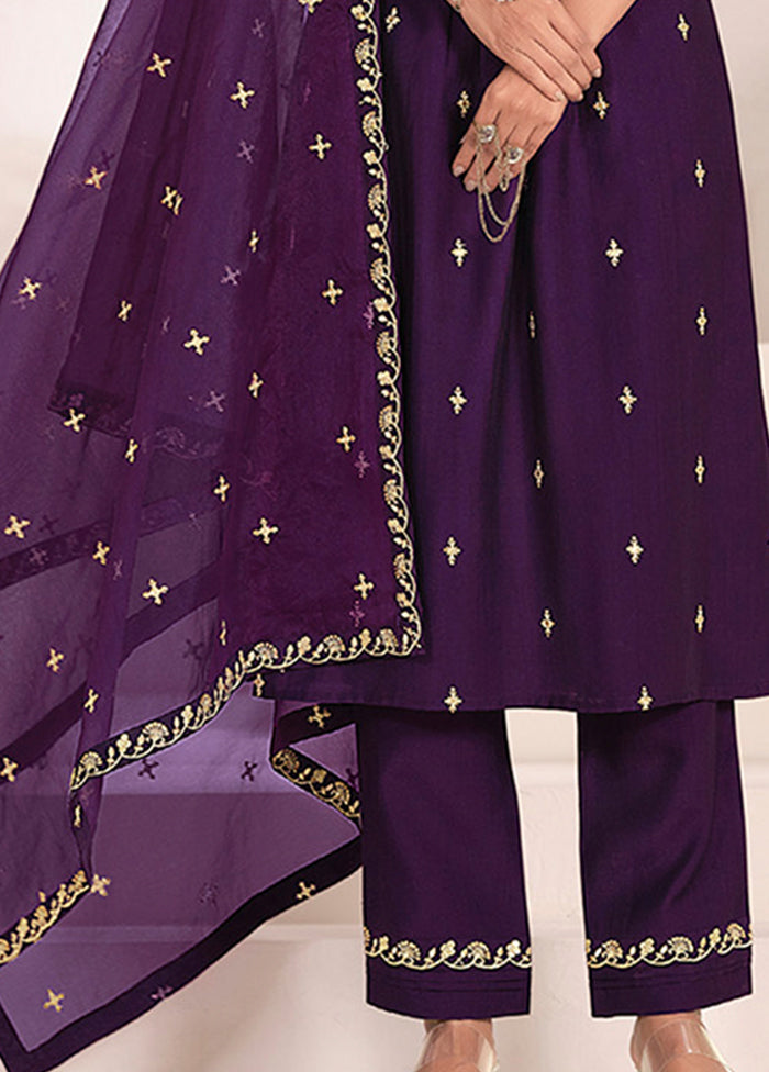 3 Pc Purple Silk Suit Set