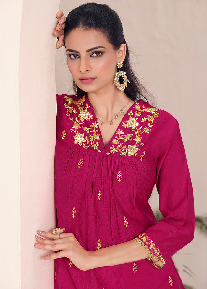3 Pc Pink Silk Suit Set