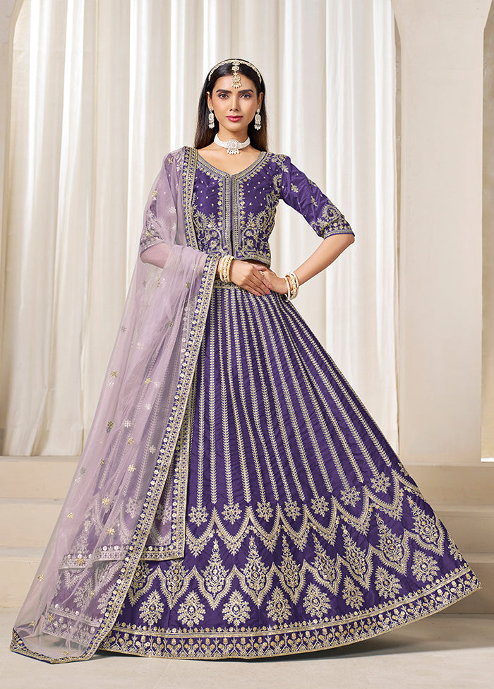Lavender Blended Silk Dupatta Lehenga Set