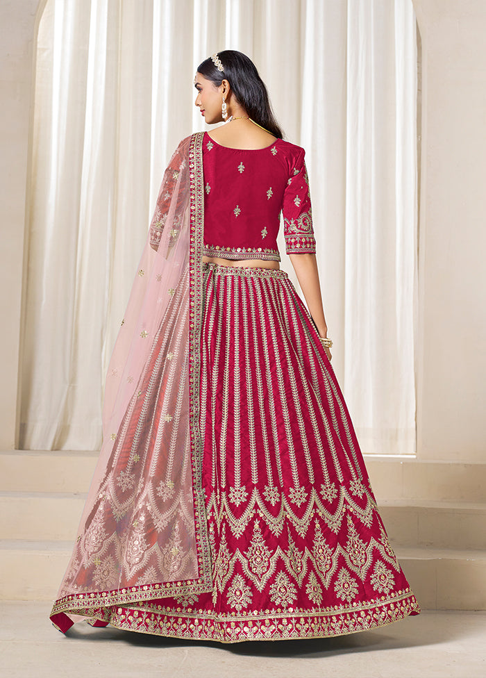 Pink Blended Silk Dupatta Lehenga Set