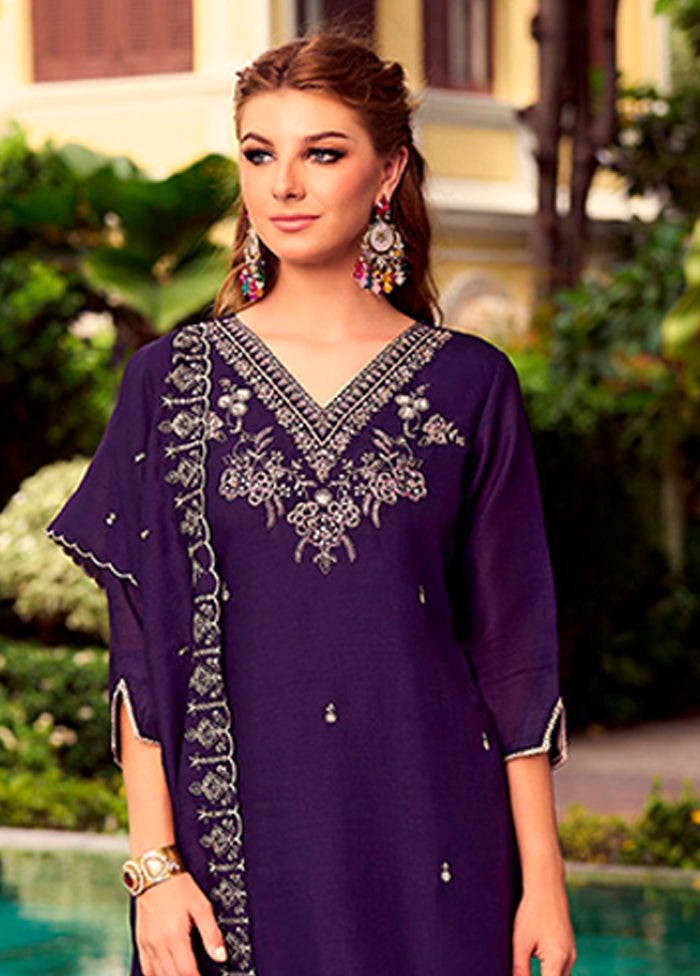 3 Pc Purple Silk Suit Set