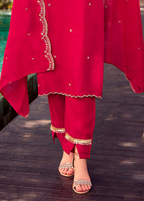 3 Pc Pink Silk Suit Set