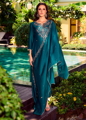 3 Pc Green Silk Suit Set