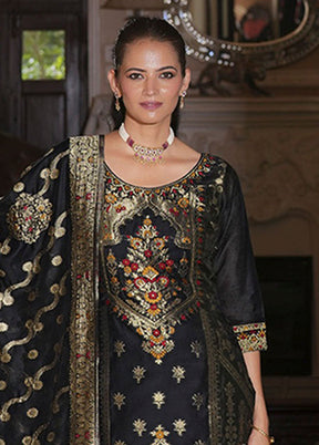 3 Pc Black Silk Suit Set