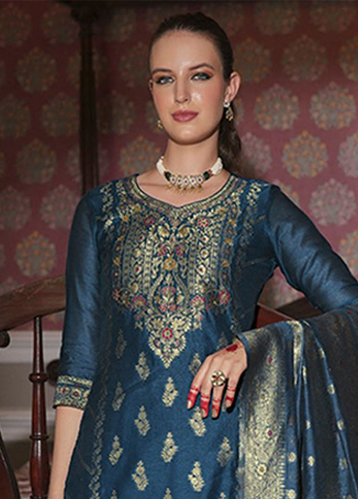 3 Pc Green Silk Suit Set