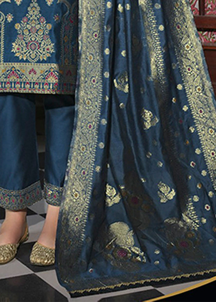 3 Pc Green Silk Suit Set