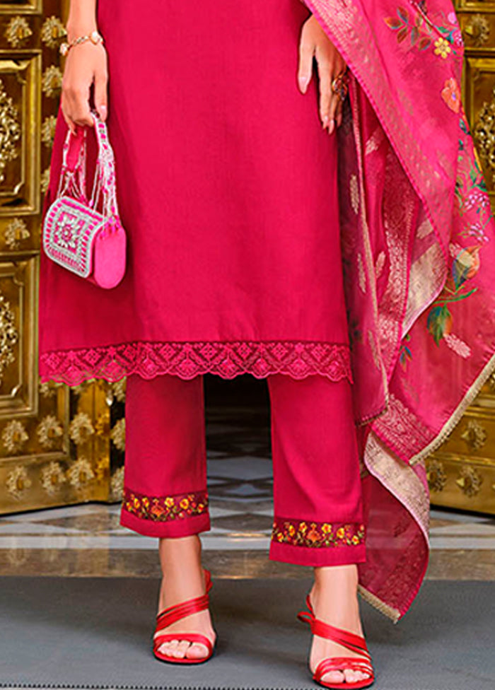 3 Pc Pink Silk Suit Set