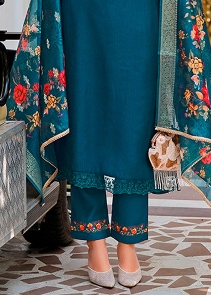 3 Pc Green Silk Suit Set