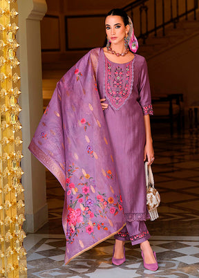 3 Pc Purple Silk Suit Set
