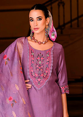 3 Pc Purple Silk Suit Set